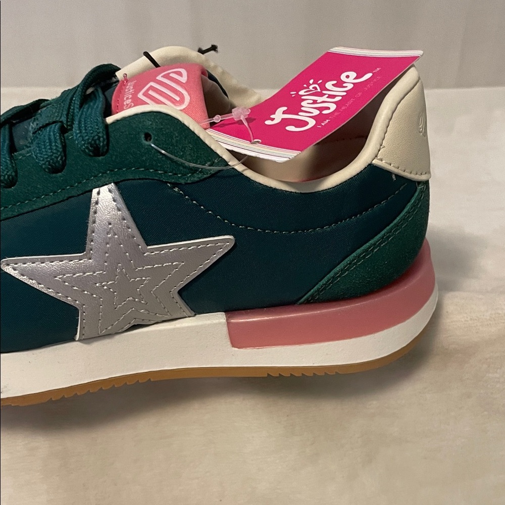 NEW Justice Green Sneakers with Silver Star - Picture 8 of 16